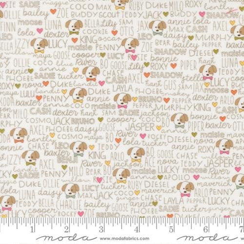 Lucky Buddies fabric in cloud by Sweetwater for Moda Fabrics - 100% cotton quilting fabric featuring playful dog friends print