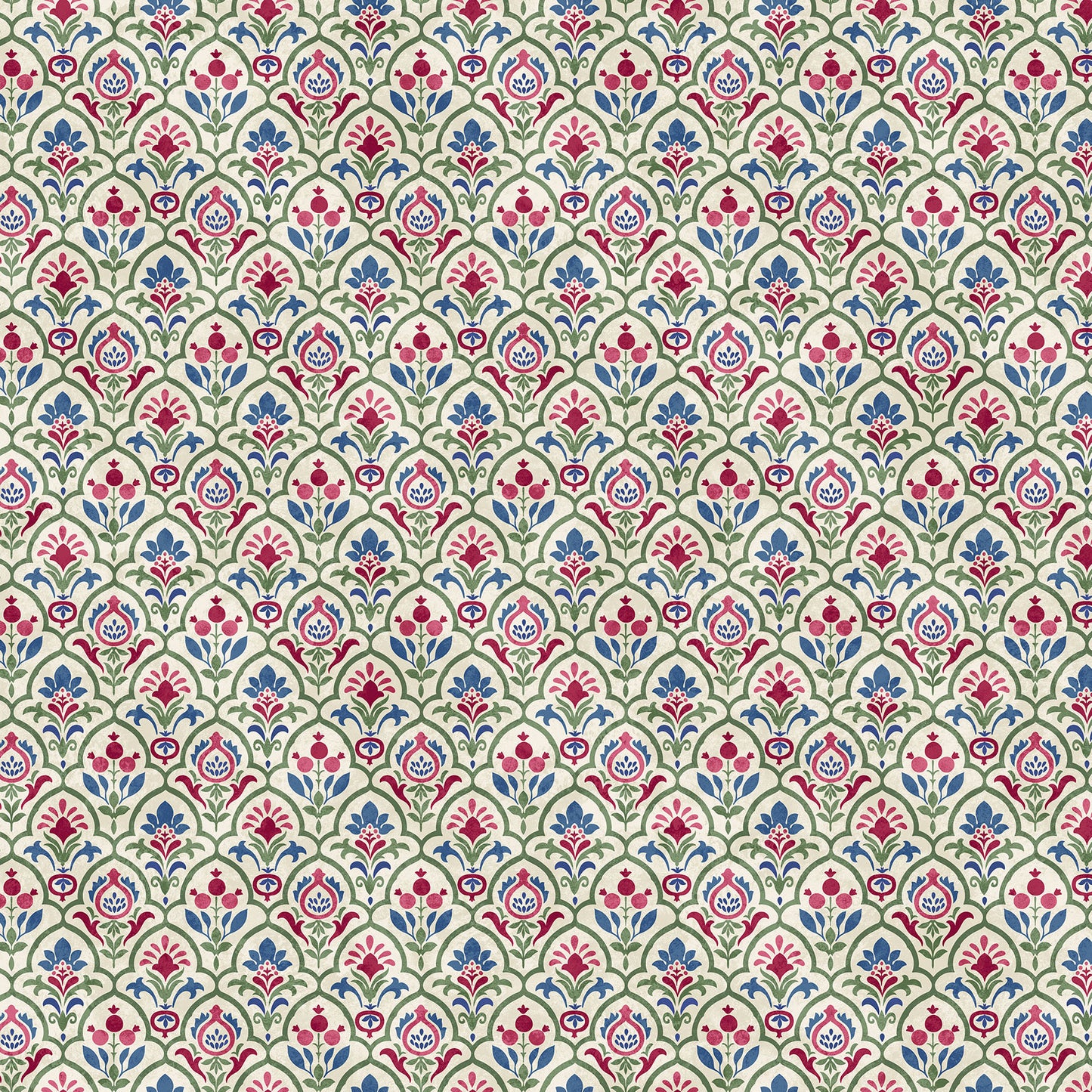 Pomegranate Scallop fabric in cream multi by Northcott Studios - 100% cotton quilting fabric featuring decorative scallop print