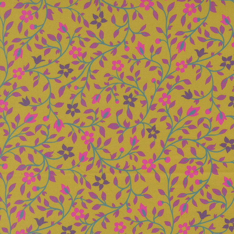Parlor Serenity fabric in pesto by Crystal Manning for Moda Fabrics - 100% cotton quilting fabric featuring vibrant bohemian geometric print