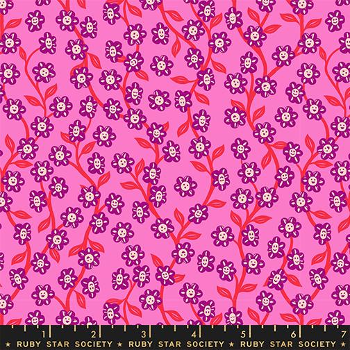 Hello Alice Chatty Garden fabric in lipstick by Sarah Watts for Ruby Star Society - 100% cotton quilting fabric featuring whimsical Alice in Wonderland garden print