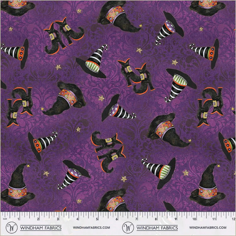 Haunt Couture from Midnight Hollow by Jennifer Lambein for Windham Fabrics β rich wildberry jewel-tone Halloween quilting cotton