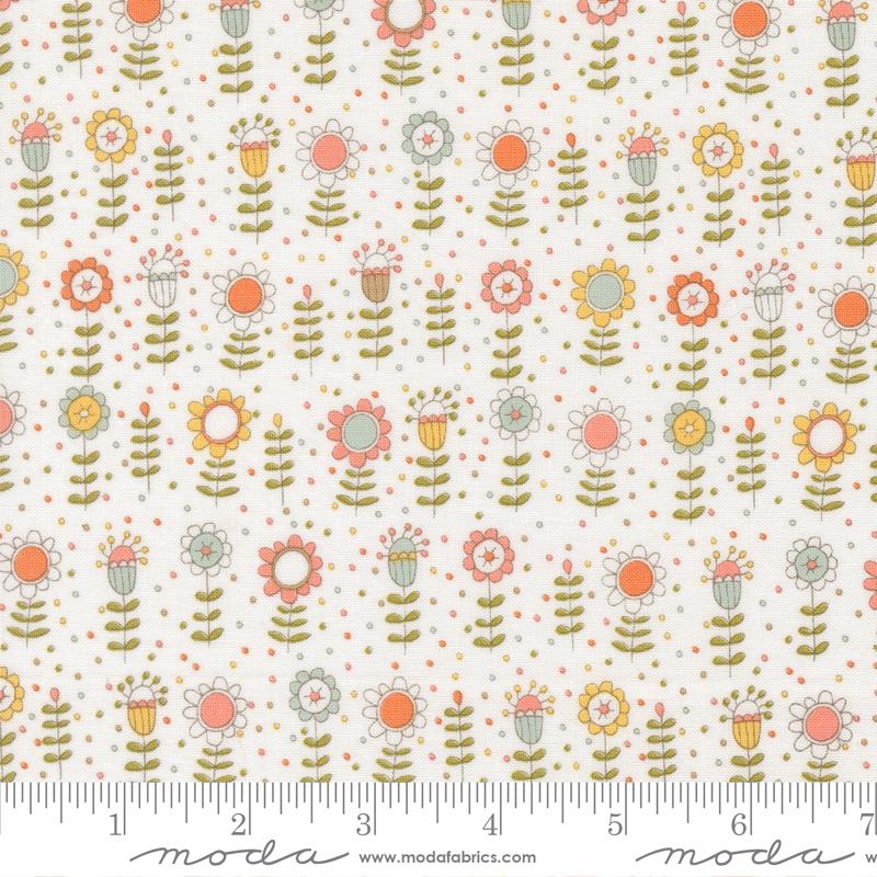 Lucky Bloom fabric in cloud by Sweetwater for Moda Fabrics - 100% cotton quilting fabric featuring cheerful floral print
