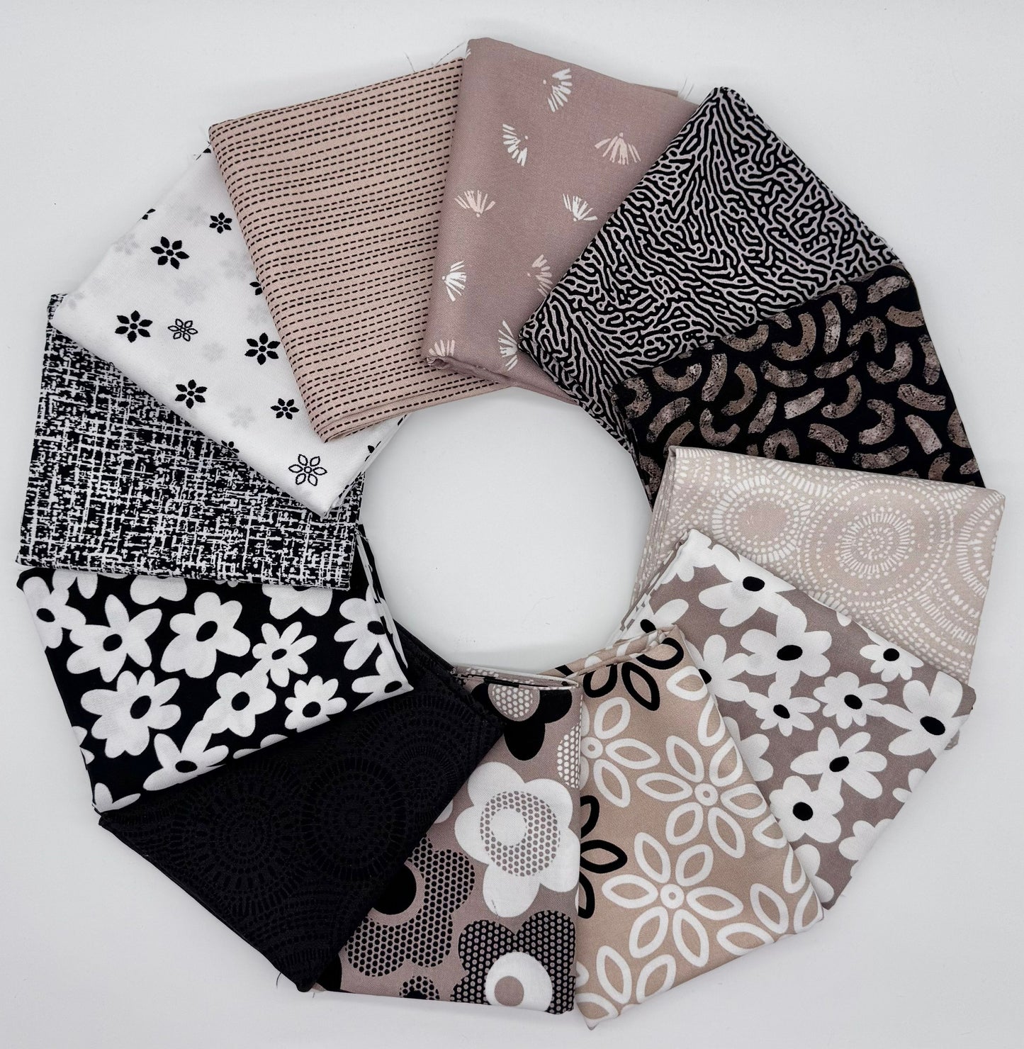 Soho 12 SKU Half Yard Bundle by Patrick Lose for Northcott Studios – 12 coordinating cotton fabric cuts, each .457m (½ yard), handcut by Sew Obsessed Inc.