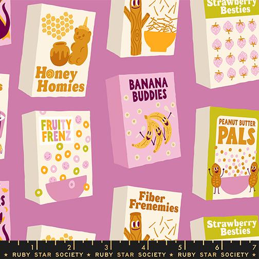Ruby Star Society Egg and Friends Part of this Complete Breakfast fabric in heliotrope - retro breakfast themed quilting cotton by Kimberly Kight
