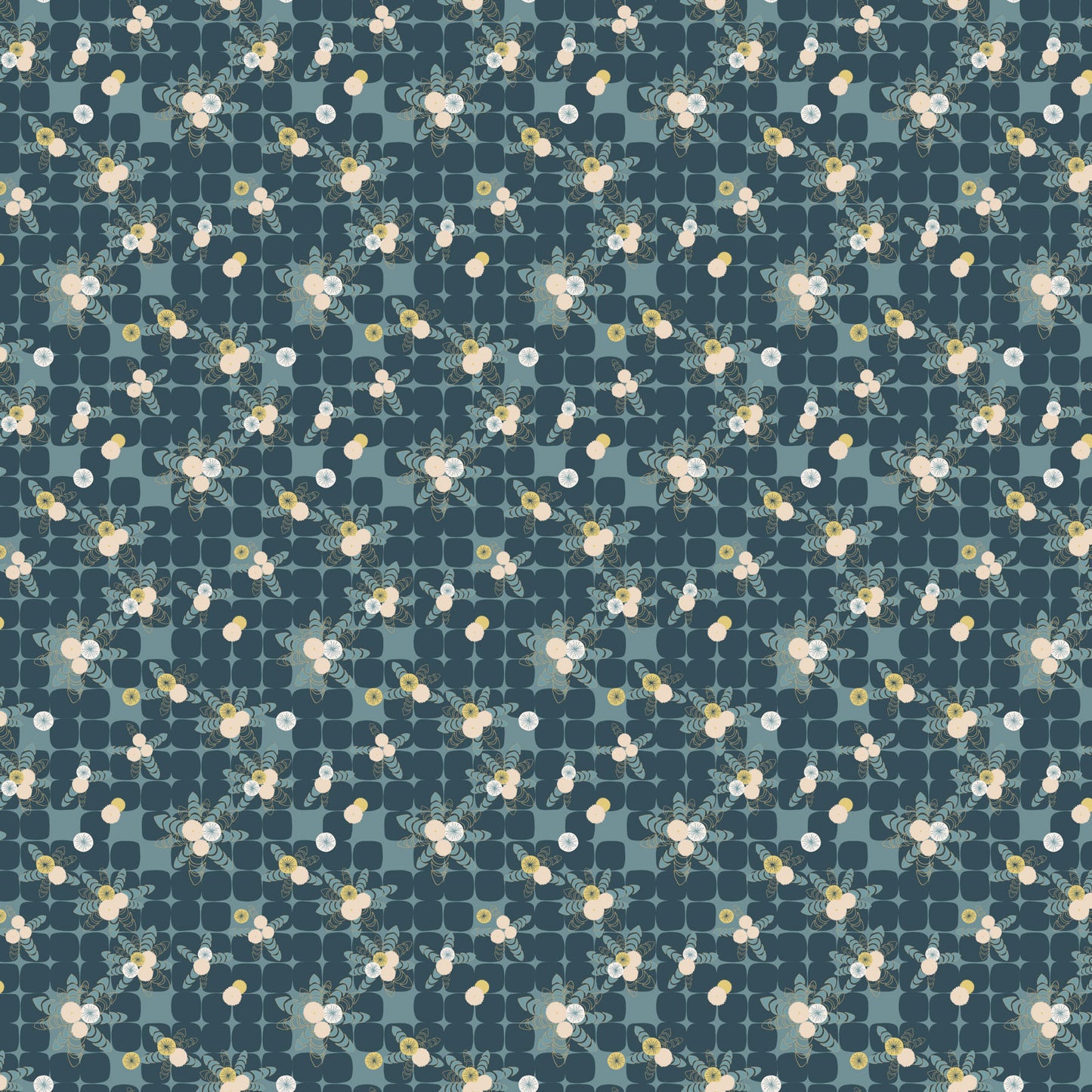Tender Dandelion Pavers fabric in green by Pippa Shaw for Figo Fabrics - 100% cotton quilting fabric featuring dandelion and paver print