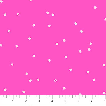 Flowers Pink: Seasons Basics Flowers Pink fabric featuring floral pattern on pink background by Ghazal Razavi for Figo Fabrics