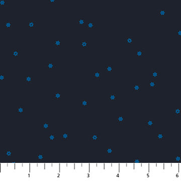 Flowers Navy: Seasons Basics Flowers Navy fabric featuring floral pattern on navy background by Ghazal Razavi for Figo Fabrics