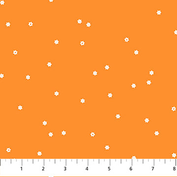 Flowers Orange: Seasons Basics Flowers Orange fabric featuring floral pattern on orange background by Ghazal Razavi for Figo Fabrics