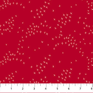 Birds Red: Seasons Basics Birds Red fabric featuring bird motifs on red background by Ghazal Razavi for Figo Fabrics