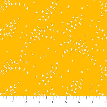 Birds Yellow: Seasons Basics Birds Yellow fabric featuring bird motifs on yellow background by Ghazal Razavi for Figo Fabrics