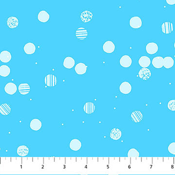 Snow Blue: Seasons Basics Snow Blue fabric featuring snowflake pattern on blue background by Ghazal Razavi for Figo Fabrics