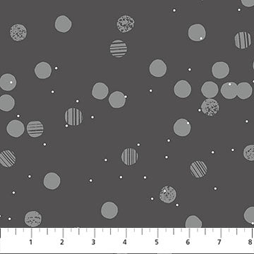 Snow Gray: Seasons Basics Snow Gray fabric featuring snowflake pattern on gray background by Ghazal Razavi for Figo Fabrics