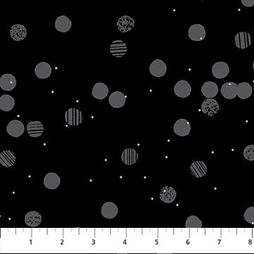 Snow Black: Seasons Basics Snow Black fabric featuring snowflake pattern on black background by Ghazal Razavi for Figo Fabrics