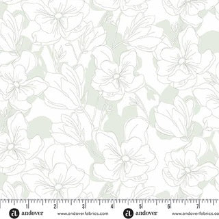 Floral pattern fabric swatch with a scale bar on a white background