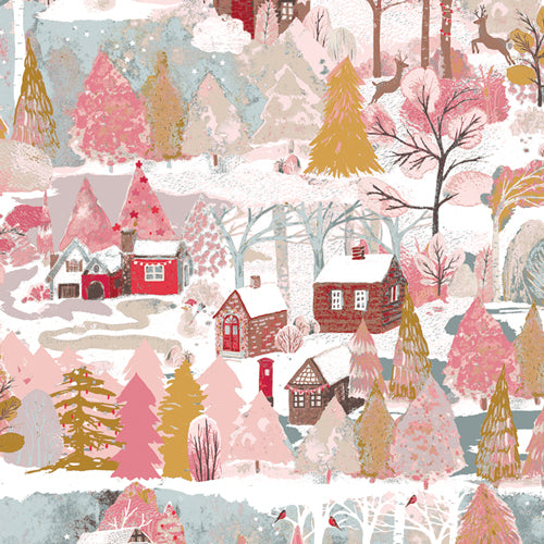 Adventale Christmas Village fabric by Katarina Roccella for Art Gallery Fabrics - 100% cotton quilting fabric featuring festive holiday village scene print