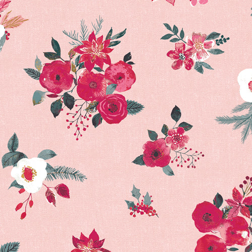 Adventale Floral Wonderland fabric by Katarina Roccella for Art Gallery Fabrics - 100% cotton quilting fabric featuring festive Christmas floral print