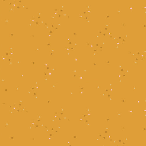 Adventale Twinkle Little Stars fabric in gold by Katarina Roccella for Art Gallery Fabrics - 100% cotton quilting fabric featuring festive Christmas star print