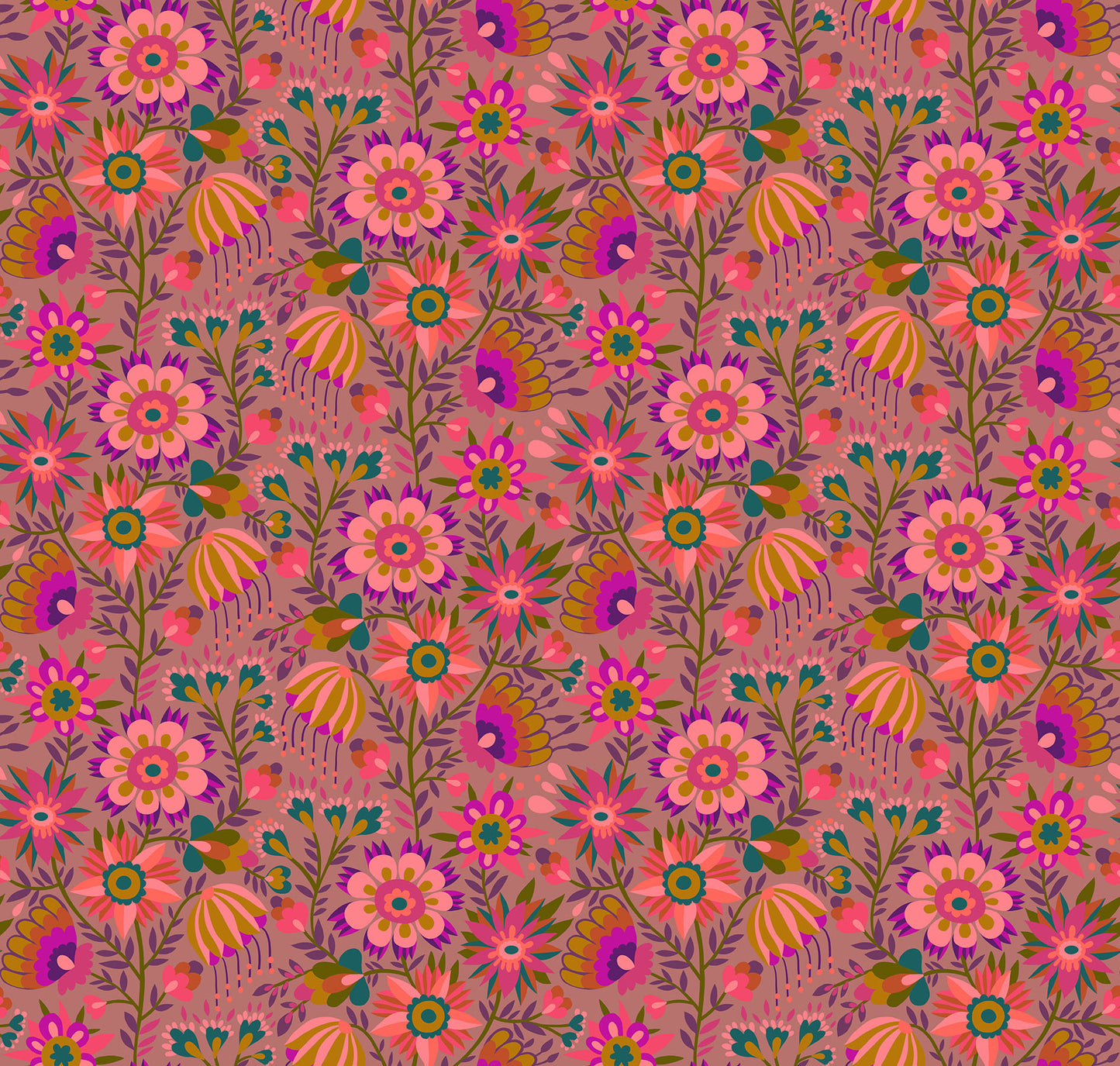 Allegory Charmed fabric in rose by Anna Maria Textiles for Northcott Fabrics - 100% cotton quilting fabric 43/44 inches wide