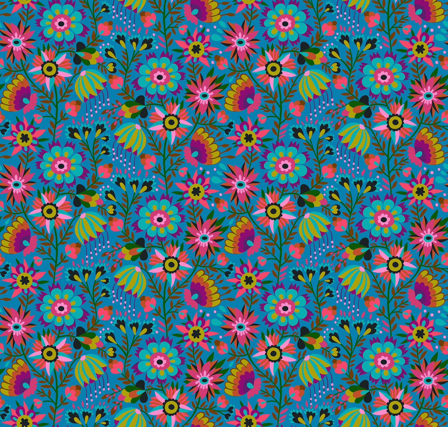 Allegory Charmed fabric in azul by Anna Maria Textiles for Northcott Fabrics - 100% cotton quilting fabric 43/44 inches wide
