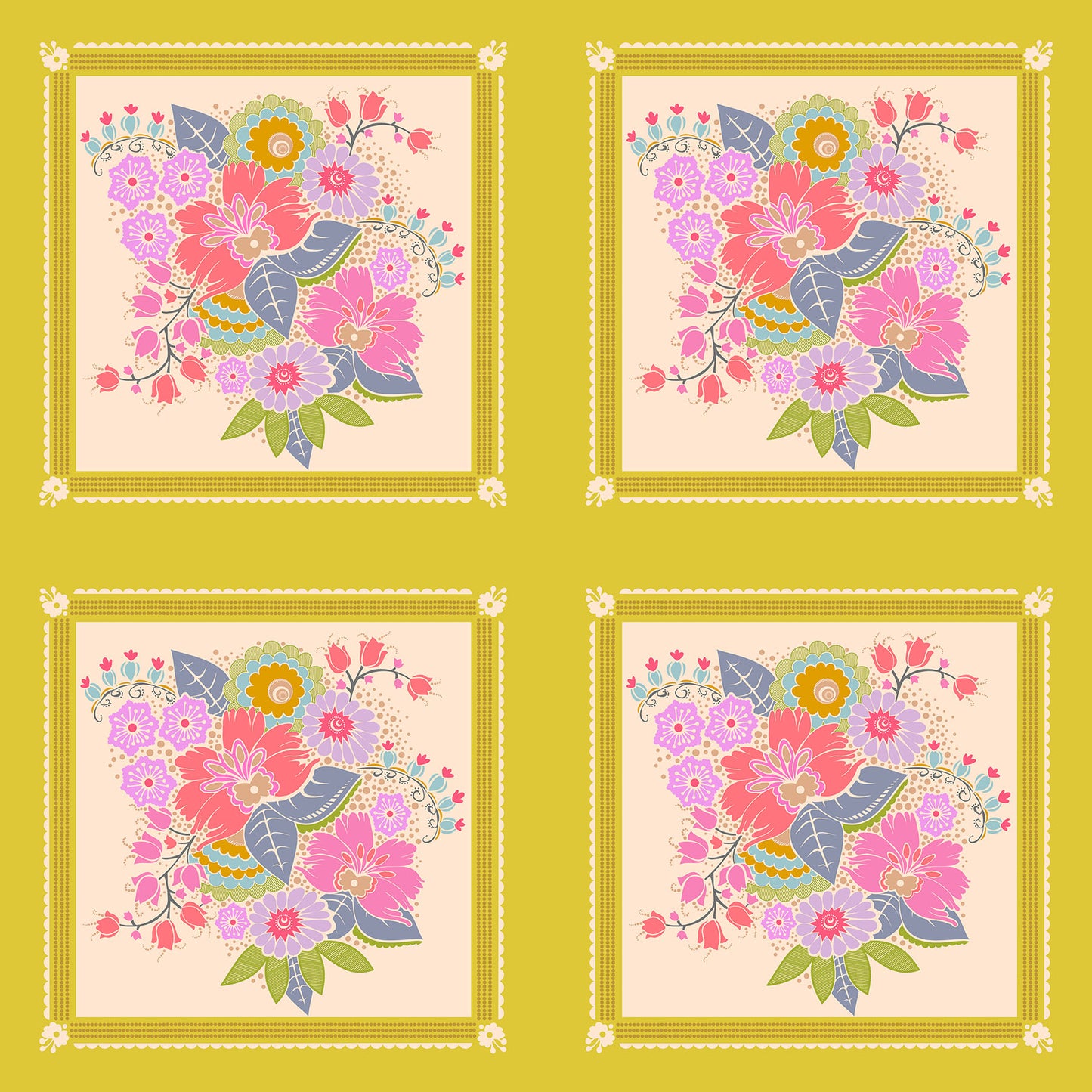 Allegory Square Dance fabric in tart by Anna Maria Textiles for Northcott Fabrics - 100% cotton quilting fabric 43/44 inches wide