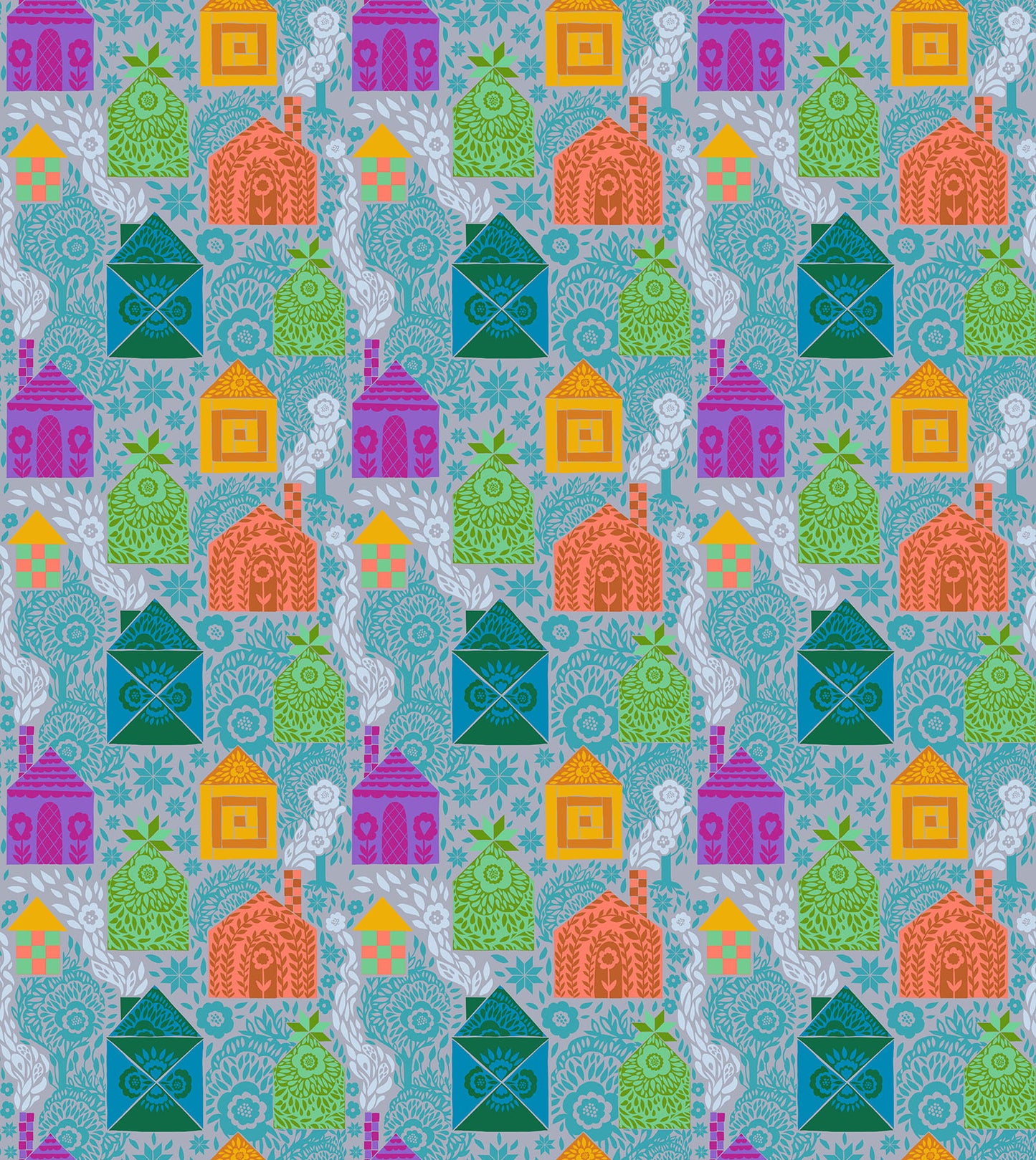 Allegory Storybook fabric in pigeon by Anna Maria Textiles for Northcott Fabrics - 100% cotton quilting fabric 43/44 inches wide