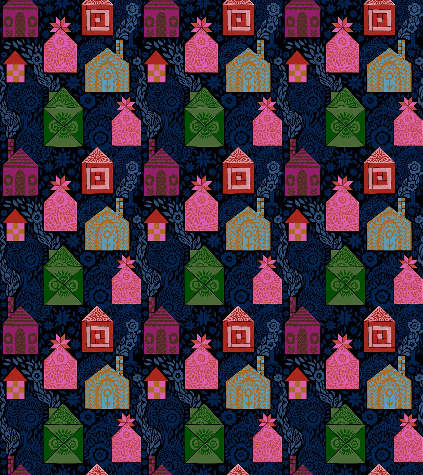 Allegory Storybook fabric in dark by Anna Maria Textiles for Northcott Fabrics - 100% cotton quilting fabric 43/44 inches wide