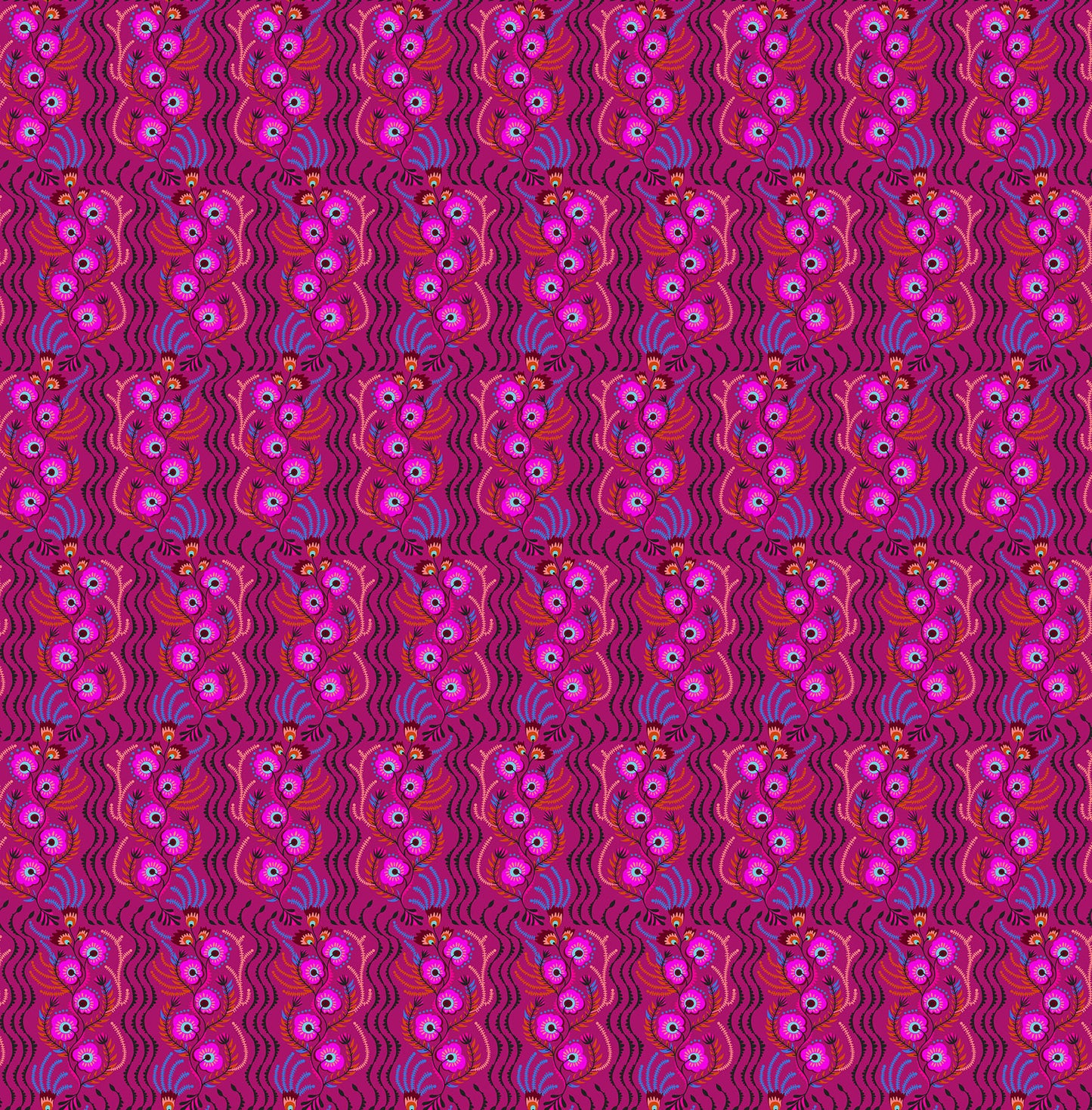 Allegory Tambourine fabric in magenta by Anna Maria Textiles for Northcott Fabrics - 100% cotton quilting fabric 43/44 inches wide