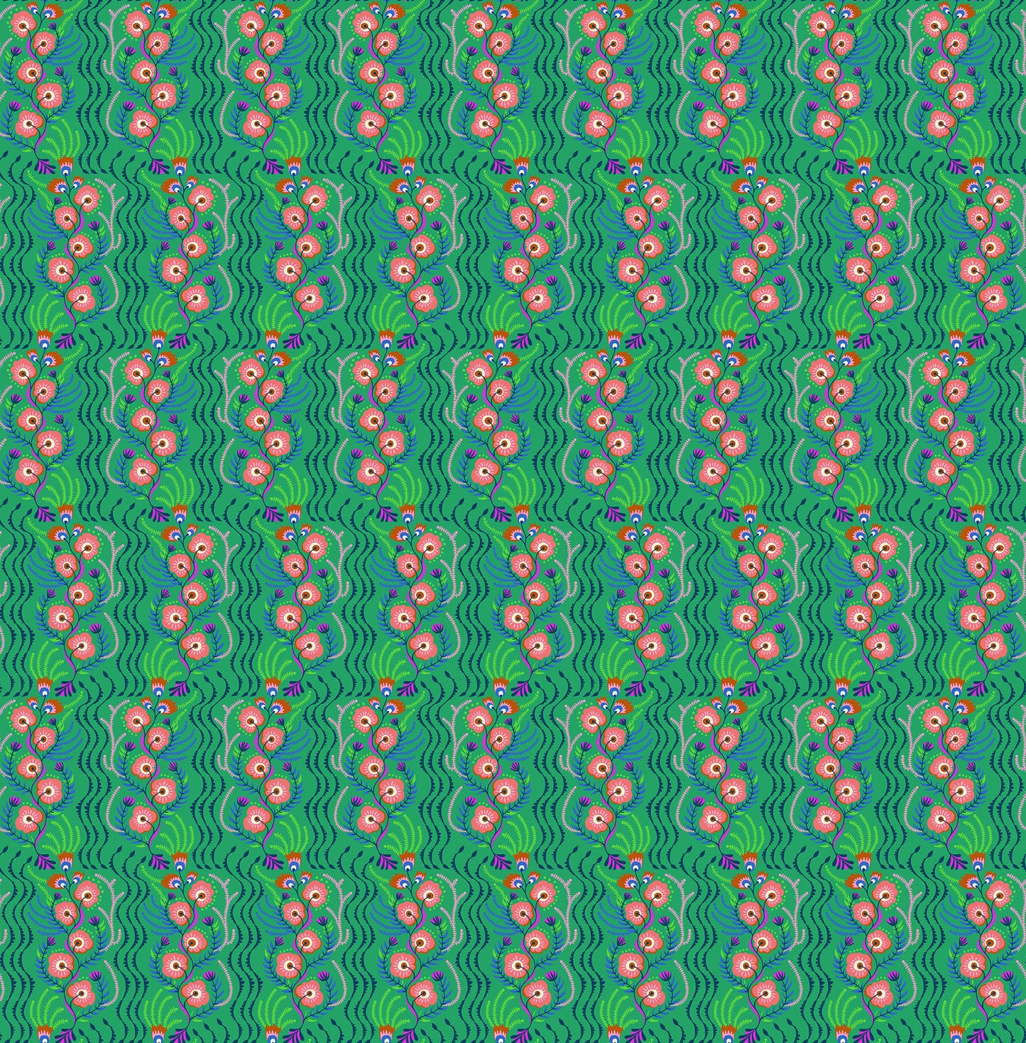 Allegory Tambourine fabric in jade by Anna Maria Textiles for Northcott Fabrics - 100% cotton quilting fabric 43/44 inches wide