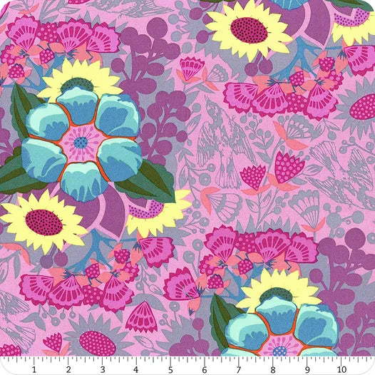 Overdressed Centerpiece fabric in grape by Anna Maria Textiles for Northcott Fabrics - 100% cotton quilting fabric featuring vibrant geometric print in purple