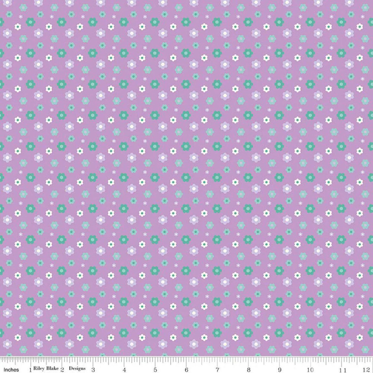 Floral - Purple: Patchwork Floral Purple fabric with petaled flowers and butterflies on purple background