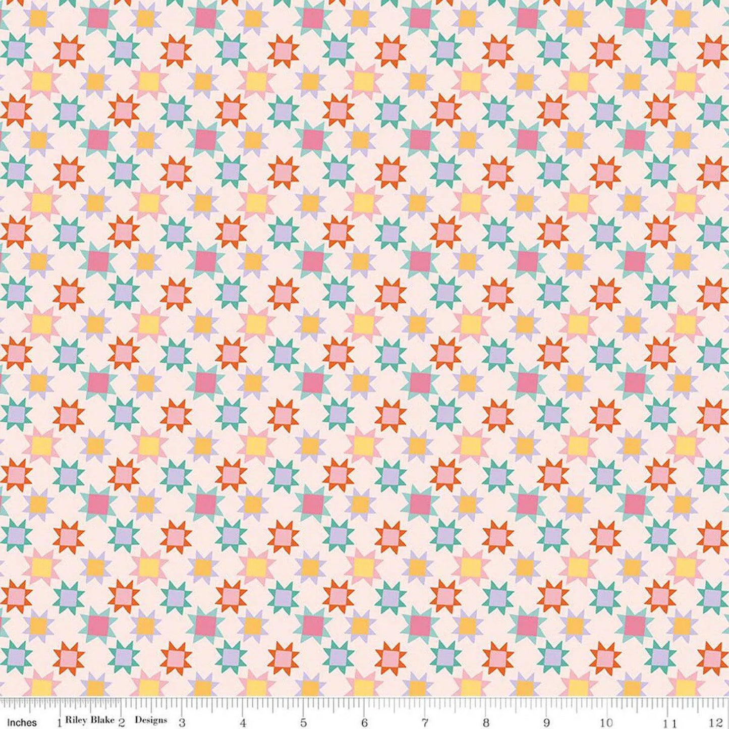 Stars - Latte: Patchwork Stars Latte fabric featuring star pattern on warm latte background