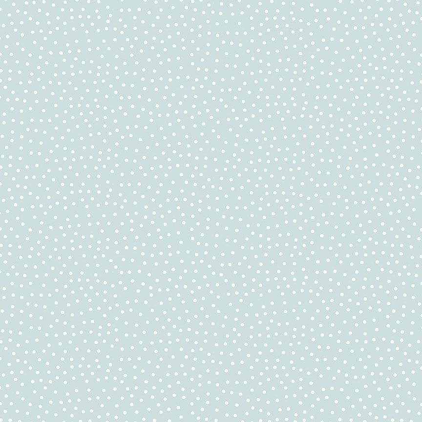 Pattern of small white polka dots on a light blue background