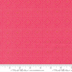 Parlor Diamonds fabric in azalea by Crystal Manning for Moda Fabrics - 100% cotton quilting fabric featuring vibrant bohemian diamond print