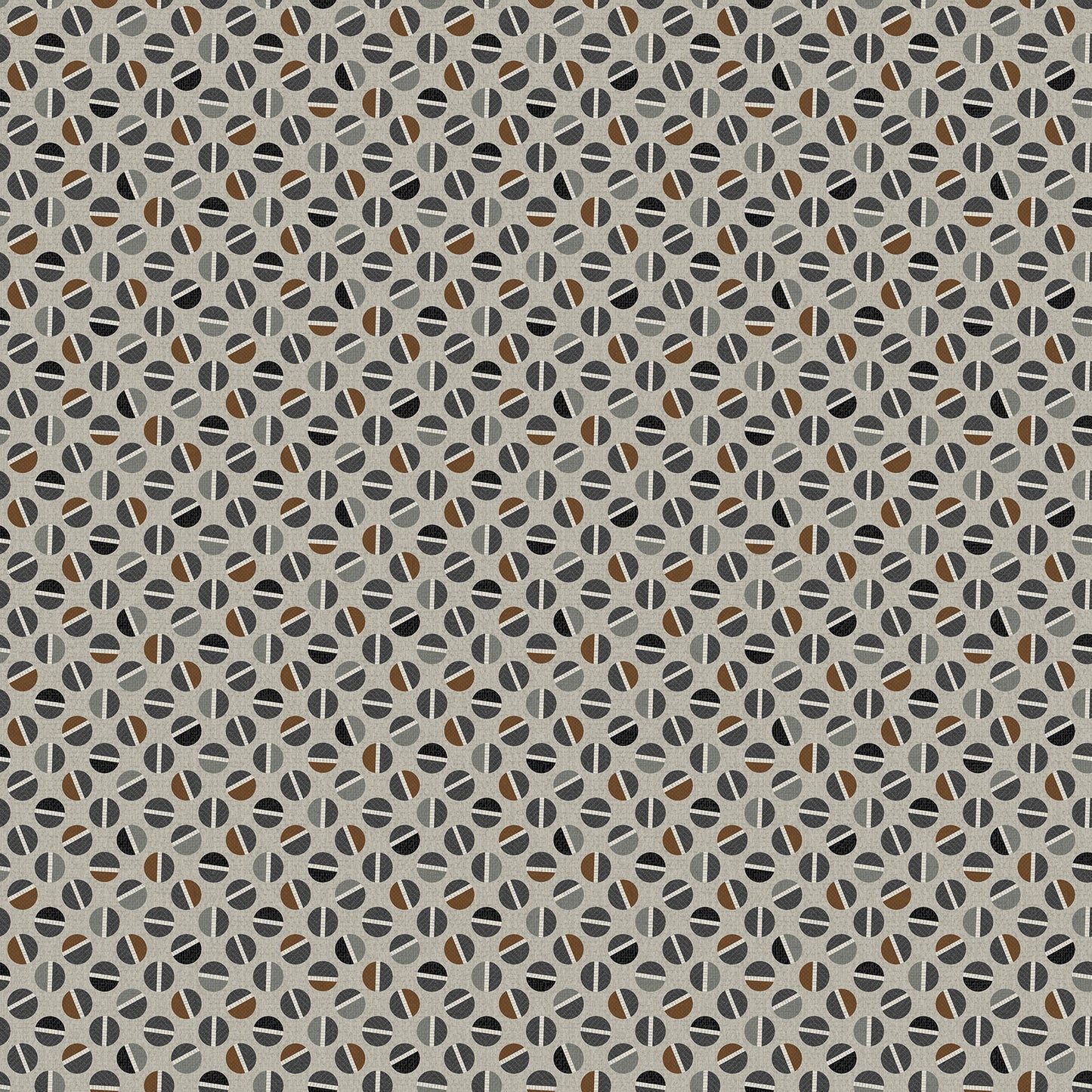 Haberdashery Circle Toss fabric in mid gray multi by Deborah Edwards for Northcott Fabrics - 100% cotton quilting fabric featuring geometric circle print