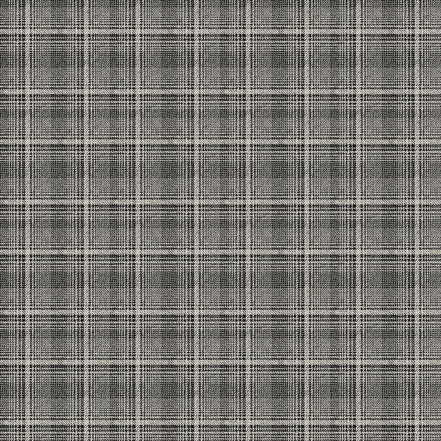 Haberdashery Glen Check fabric in black gray by Deborah Edwards for Northcott Fabrics - 100% cotton quilting fabric featuring classic glen plaid print