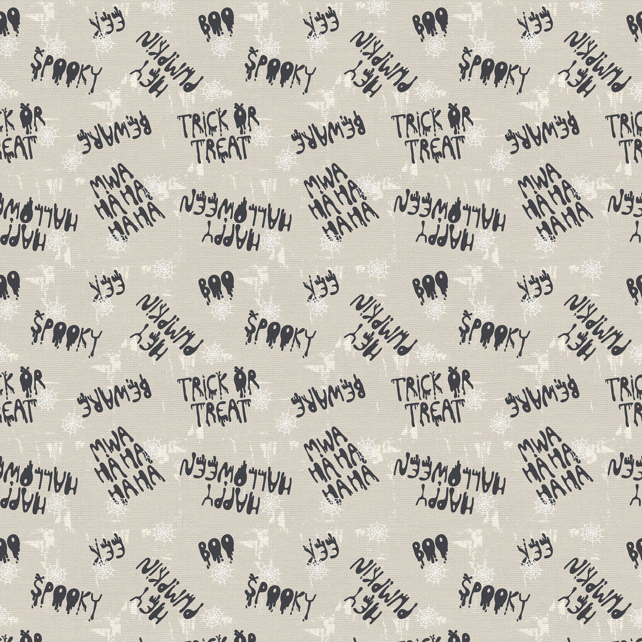 Halloween Spooky Words in White Cream from Hall of Fame by Paintbrush Studios β cream typography Halloween quilting cotton