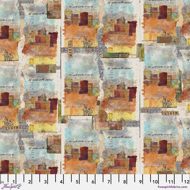 On Your Mark Landmark fabric in desert by Seth Apter for FreeSpirit Fabrics - 100% cotton quilting fabric featuring geometric landmark print in warm desert tones