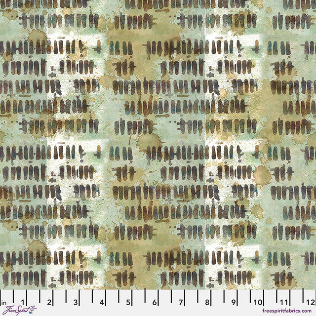 On Your Mark Finish Line fabric in sage by Seth Apter for FreeSpirit Fabrics - 100% cotton quilting fabric featuring racing stripe print in soft sage green