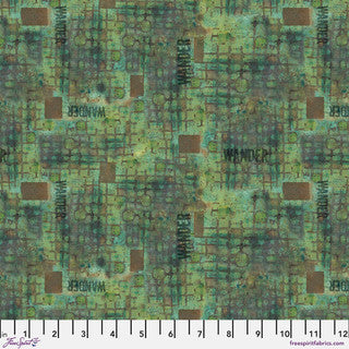 On Your Mark Wander fabric in jade by Seth Apter for FreeSpirit Fabrics - 100% cotton quilting fabric featuring abstract wandering line print in green