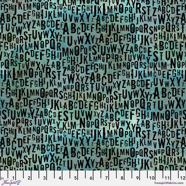 On Your Mark Chain Mail fabric in seafoam by Seth Apter for FreeSpirit Fabrics - 100% cotton quilting fabric featuring chain link print in soft seafoam green