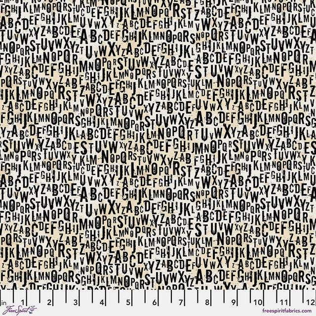 On Your Mark Chain Letter fabric in paper by Seth Apter for FreeSpirit Fabrics - 100% cotton quilting fabric featuring chain link print in neutral cream