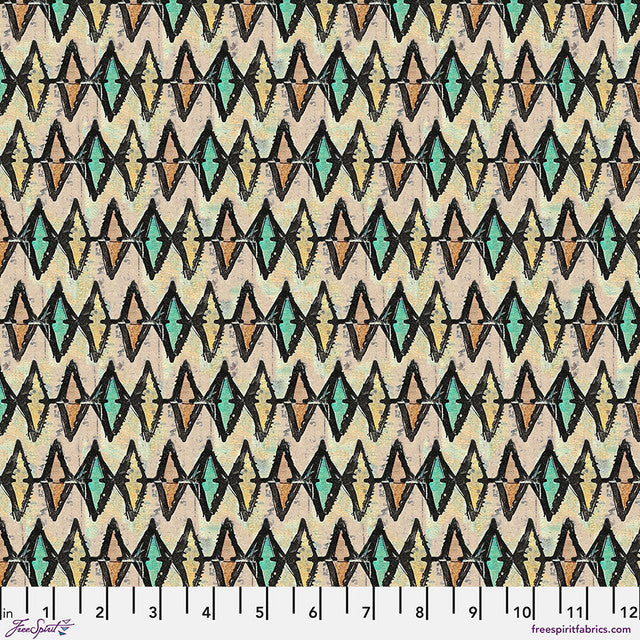 On Your Mark Diamonds fabric in stained glass by Seth Apter for FreeSpirit Fabrics - 100% cotton quilting fabric featuring geometric diamond print in multicolor
