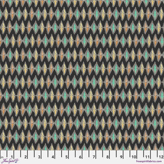 On Your Mark Zig Zag fabric in night by Seth Apter for FreeSpirit Fabrics - 100% cotton quilting fabric featuring zigzag chevron print in dark navy