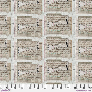 On Your Mark Script fabric in paper by Seth Apter for FreeSpirit Fabrics - 100% cotton quilting fabric featuring handwritten script print in neutral cream