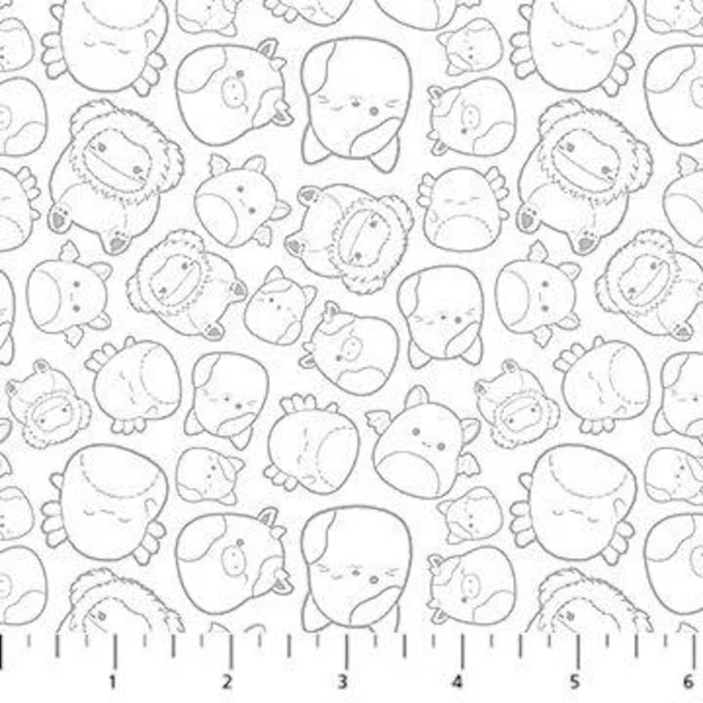 Squishmallows Line Drawn White quilting fabric by Northcott Fabrics, 100% cotton 43/44 inch wide