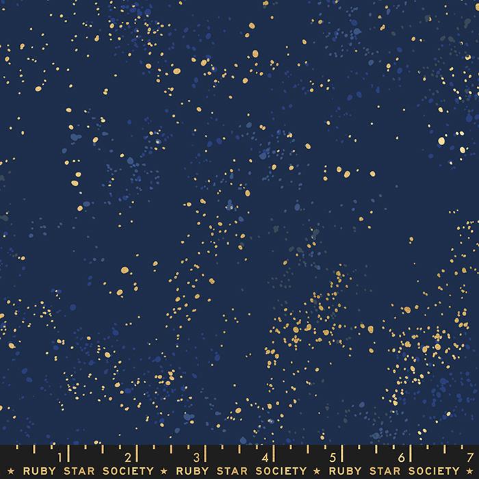 Speckled Navy quilting fabric by Rashida Coleman Hale for Ruby Star Society β paint-splatter blender in navy, 100% cotton, 43/44 inches wide