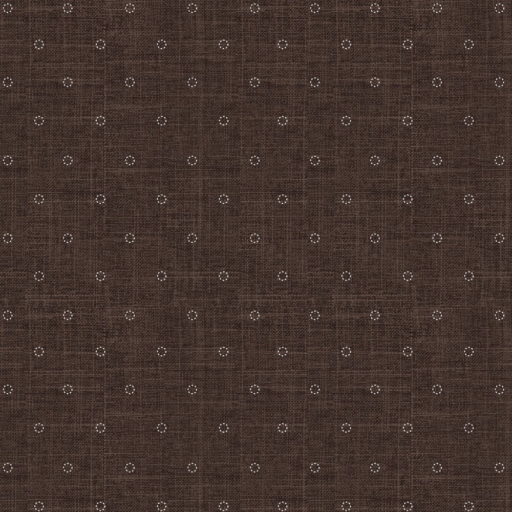 Stash Stitches in Brown by Ghazal Razavi for FIGO Fabrics — warm brown background quilting cotton