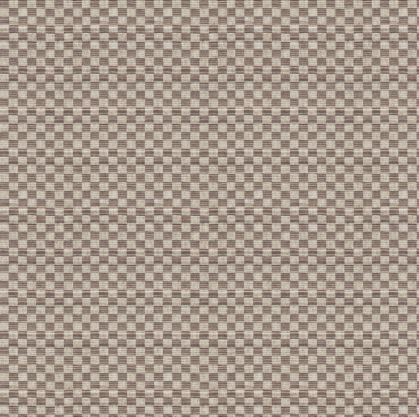 Checkered pattern fabric swatch in brown and beige