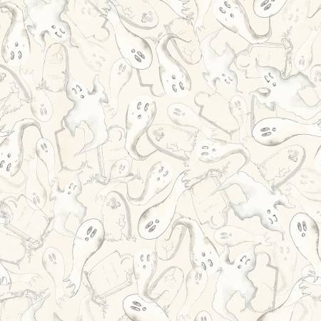 Ghosts in Light Cream from Witch's Tale by Lexi Grenzer for Ruby Star Society — soft cream ghost print quilting cotton