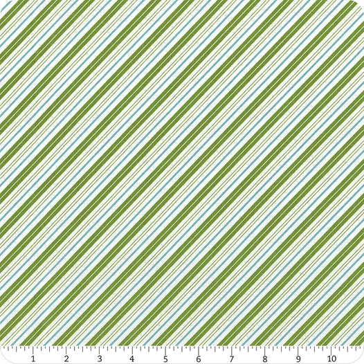 Green Candy Cane Stripes quilting cotton from Claus & Co. by Melissa Mortenson for Riley Blake Designs